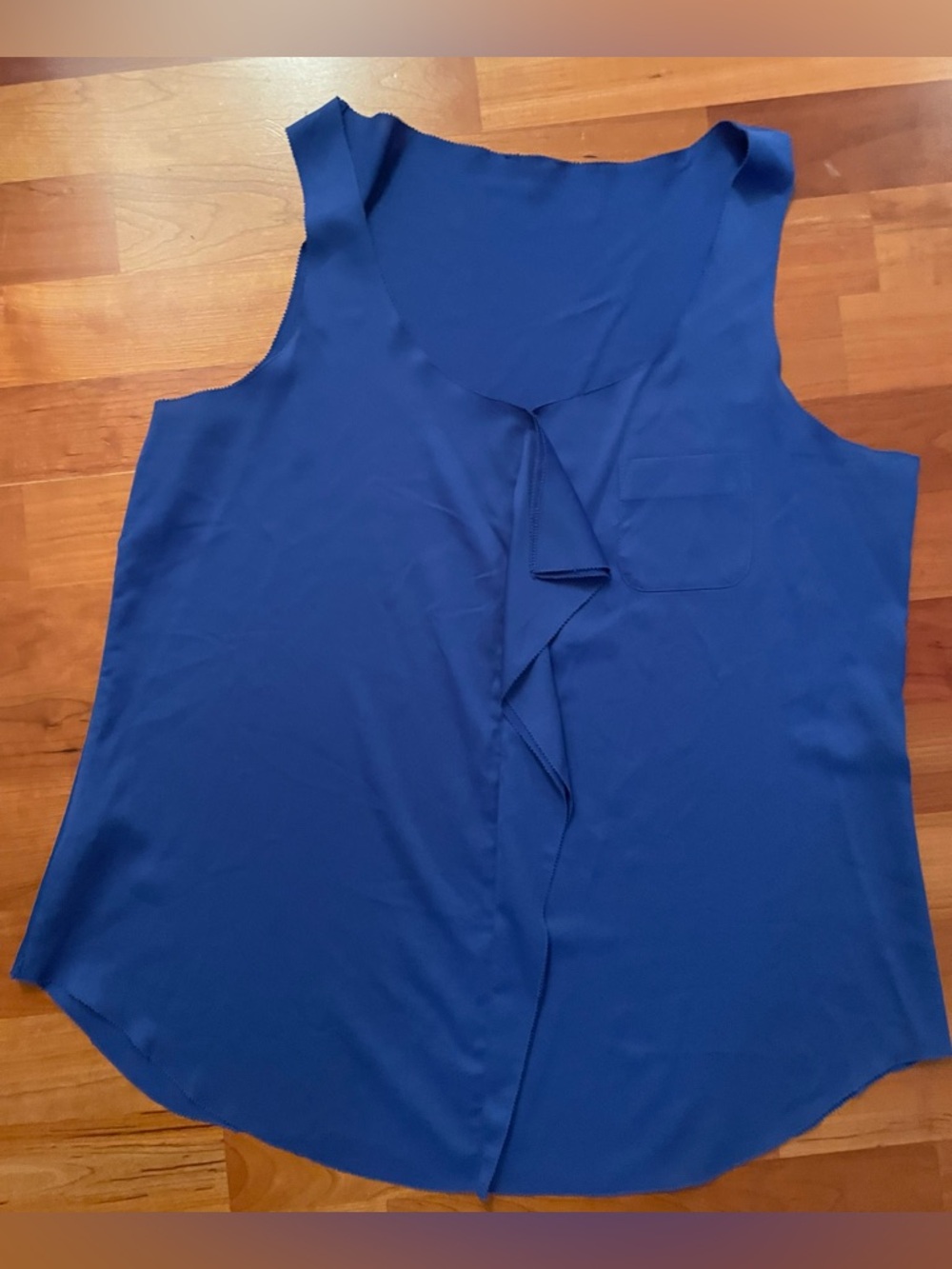 Ann Taylor Cobalt Blue Sleeveless Ruffle Front Camisole